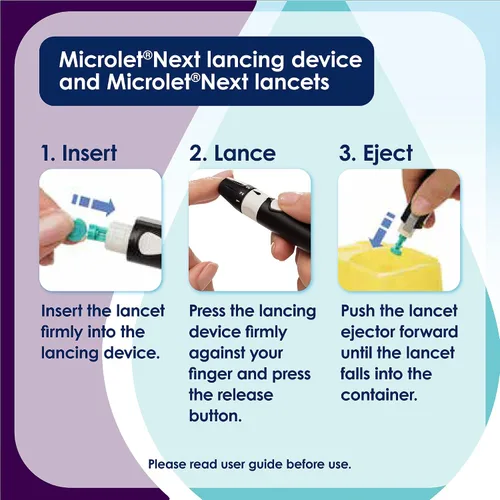 Vista 3 de Ascensia MICROLET Lancetas para análisis de sangre de glucosa, multicolor, 100