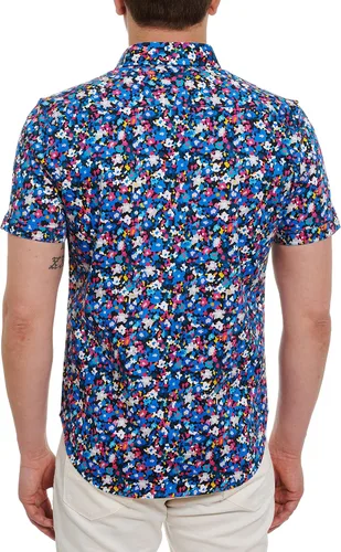 Vista 6 de Robert Graham Camisa tejida de manga corta con cinturón asteroide para hombre