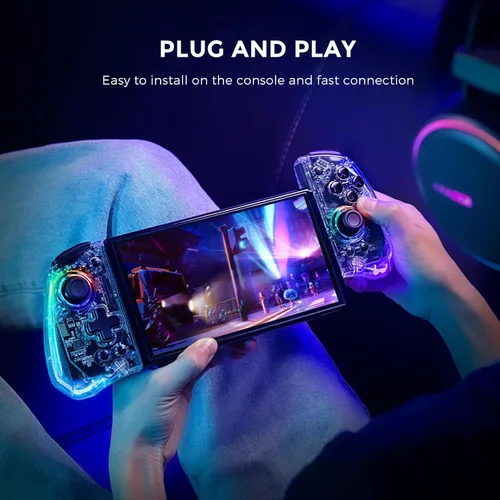 Vista 6 de NYXI Hyperion Transparent Style Wireless Joy-pad with 8 Color LED for SwitchSwitch OLED, Hyperion switch controller with RGB Lights, Programmable