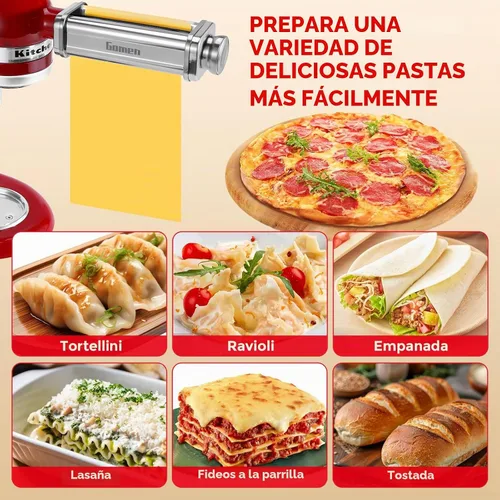 Vista 6 de Rodillo de pasta para batidora de pie Kitchenaid, máquina de pasta para accesorios de mezclador Kitchenaid, accesorio de pasta de acero inoxidable