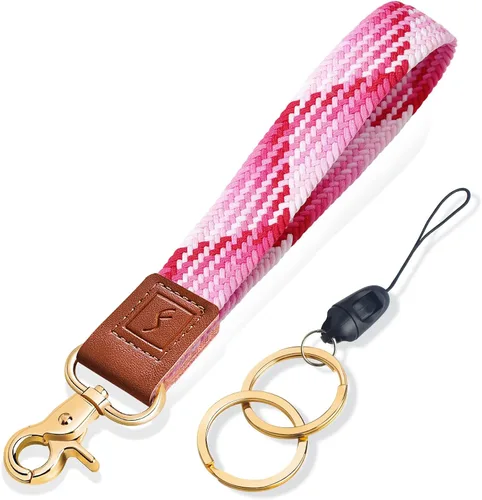 Vista 30 de Fishent Llavero de Muñeca Elástico, Cordones de Muñeca Trenzados Lindos para Llaves, Soporte de Llavero para Mujeres y Hombres, Correa de Muñeca
