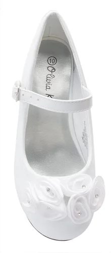 Vista 4 de Zapatos Mary Jane con bonitas rosetas enrolladas de satén de charol