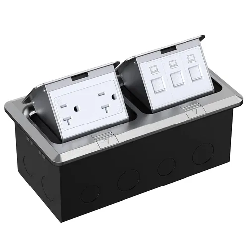 Vista 9 de WEBANG Kit eléctrico de caja de piso doble emergente, salida de receptáculo GFCI de acero inoxidable de 20 amperios, resistente a la intemperie