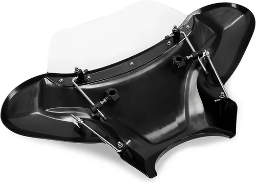 Vista 8 de Carenado universal, alas de murciélago, con parabrisas polarizado, para motocicleta grande Cruiser. Parabrisas de 37 pulgadas de ancho x 24