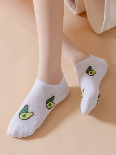Vista 4 de SOLY HUX 5 pares de calcetines invisibles con estampado de aguacate para mujer
