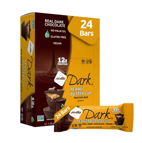 Vista 32 de NuGo Dark, caja variada de muestra, barra de proteínas veganas de 0.47-0.31 onzas, sin gluten, 12 CT