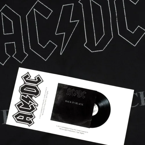 Vista 6 de Popfunk Classic ACDC Back in Black Logo Rock Album Camiseta de manga larga y pegatinas