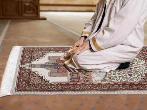Vista 2 de Anlising Alfombra de oración, alfombra de oración musulmana islámica con bolsa de diseño elegante, gran regalo para familiares, amantes y amigos