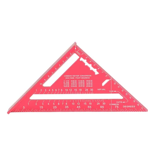 Vista 2 de ViaGasaFamido Carpintero triangular Die Cast aleación de aluminio Rafter 7 pulgadas Layout Tool Triángulo Regla transportador para medir el marcado