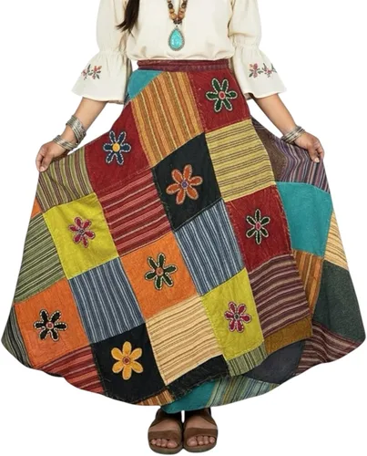 Vista 16 de Agan - Falda larga envolvente bohemia para mujer, falda larga de verano de Multi 1