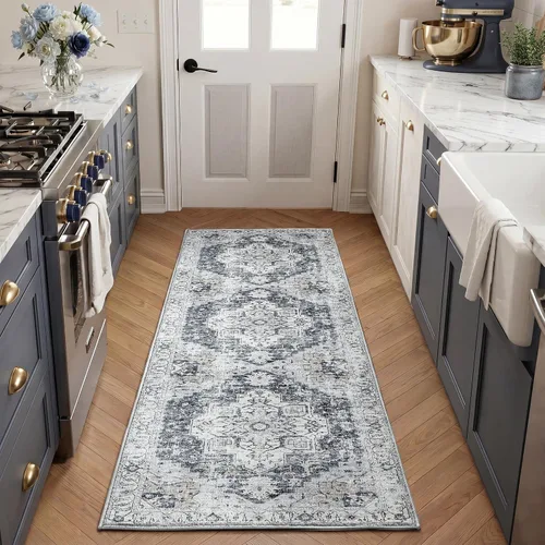 Vista 111 de jinchan Alfombra de Área 2x3 pies Alfombra Vintage de Entrada Lavable Bohemia Tapete Interior para Puerta Medallón Floral Tapete Pequeño para Puerta