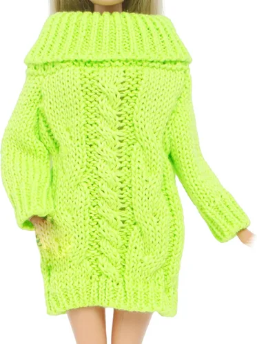 Vista 7 de Suéter de cuello alto de invierno azul para accesorios de muñeca de niña de 11.5 pulgadas