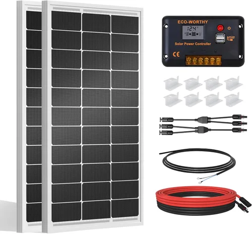 Vista 10 de ECO-WORTHY Kit de panel solar de 100 vatios y 12 voltios para batería de autocaravana, barco, remolque, cabaña de jardín, cobertizo del hogar: panel
