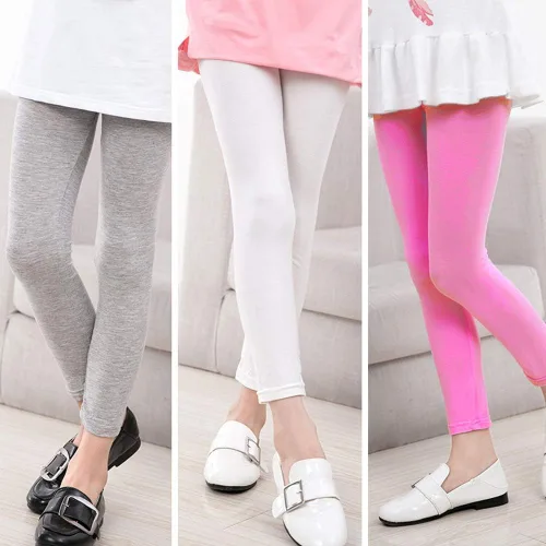 Vista 2 de DOCHY Paquete de 4 leggings básicos de algodón para niñas y bebés, para niños y niñas