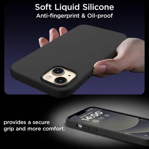 Vista 8 de Funda de silicona diseñada para iPhone 14 Plus, con 2 protectores de pantalla, funda protectora de cuerpo completo a prueba de golpes, funda delgada