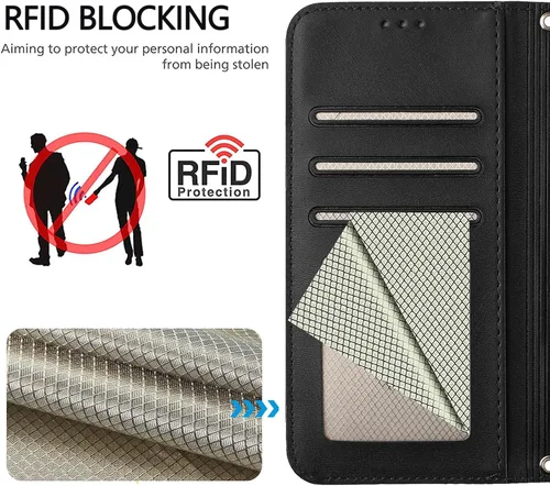 Vista 4 de Funda de cuero compatible con Moto E22i 4G, bonita funda de piel de panda con soporte para tarjetas, correa de muñeca, a prueba de golpes, para Moto