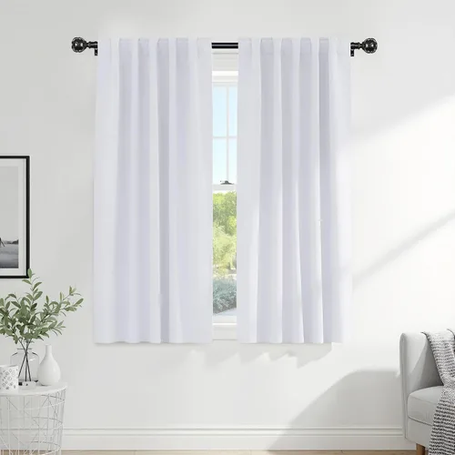 Vista 53 de PONY DANCE Cortinas cortas con aislamiento térmico para ventana pequeña, para guardería, baño, cocina, lavandería, caravana, sótano, 29 pulgadas