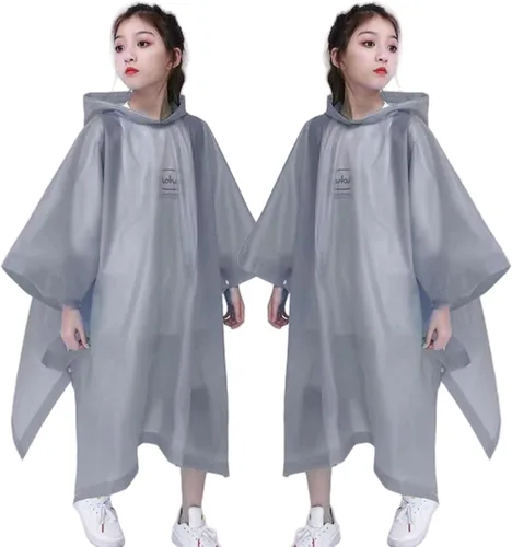 Vista 11 de Poncho de lluvia para niños, reutilizables, paquete de 2 abrigos impermeables de EVA con capucha para niños y niñas azul X2