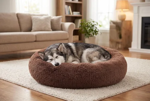 Vista 8 de SAVFOX Camas de felpa calmantes para perros, cama de perro dona para perros pequeños, medianos, grandes y extragrandes, cama cómoda para perros
