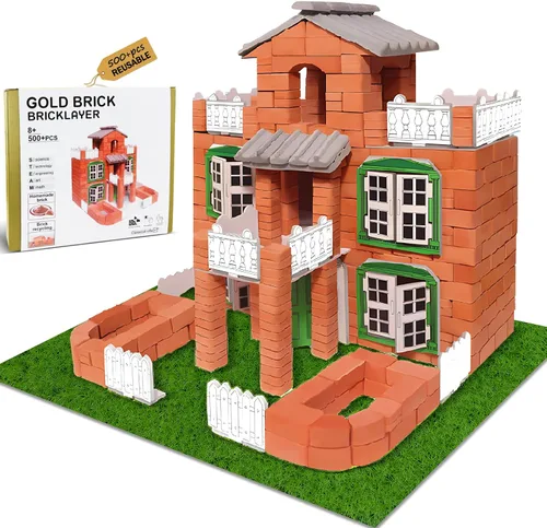 Vista 11 de Knight Bricklayer - Juego de construcción de ladrillo y mortero de arcilla, mini ladrillos y bloques de cemento, kit de mini casa de bricolaje