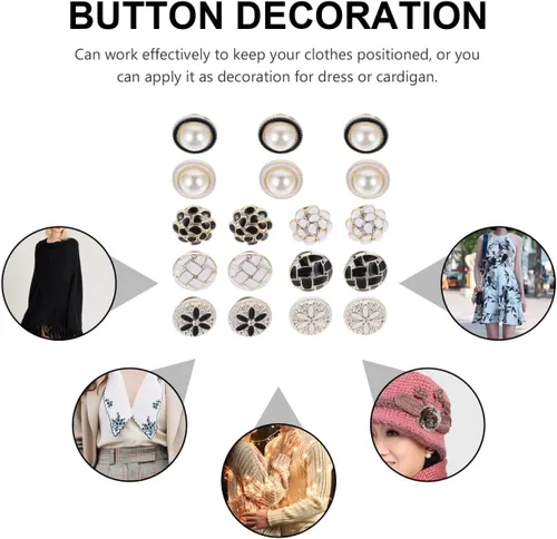 Vista 7 de EXCEART 20 botones de repuesto de ropa, botones a presión sin coser para ropa, alfileres decorativos ligeros para abrigo, camisa, vestido