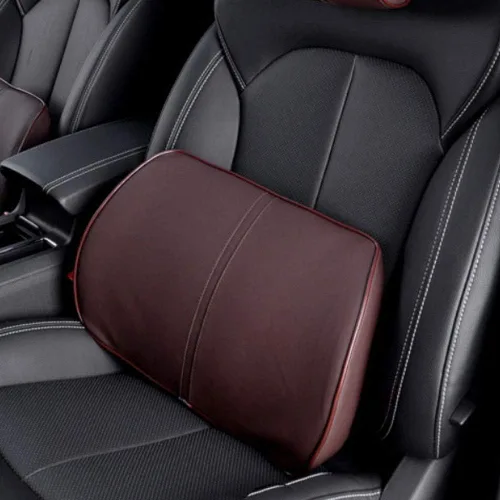 Vista 9 de Cojín lumbar de cuero artificial, almohada de apoyo para la parte inferior de la espalda del asiento del automóvil con espuma viscoelástica suave