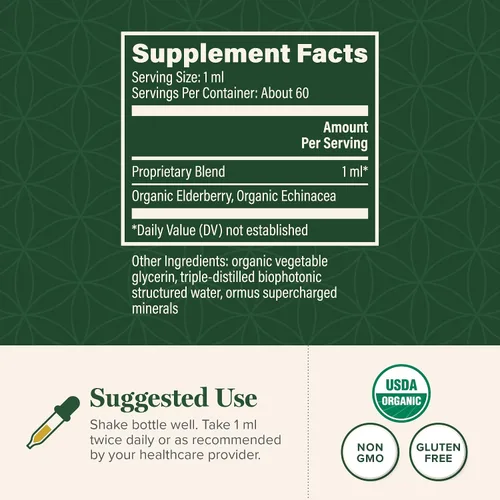 Vista 3 de Global Healing USDA Suplemento líquido orgánico de saúco y equinácea tintura Apoyo inmunológico antioxidante contra organismos nocivos