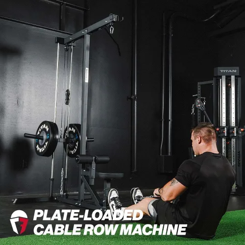 Vista 5 de Titan Fitness Torre LAT con Carga de Placas, Capacidad de 400 LB, Máquina Especializada para la Parte Superior del Cuerpo, Máquina de Cable