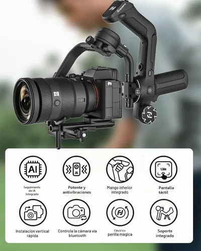 Vista 2 de FeiyuTech SCORP 2 Estabilizador de cardán para cámara DSLR y sin espejo, seguimiento integrado de Al, estabilizador de cámara de 3 ejes compatible
