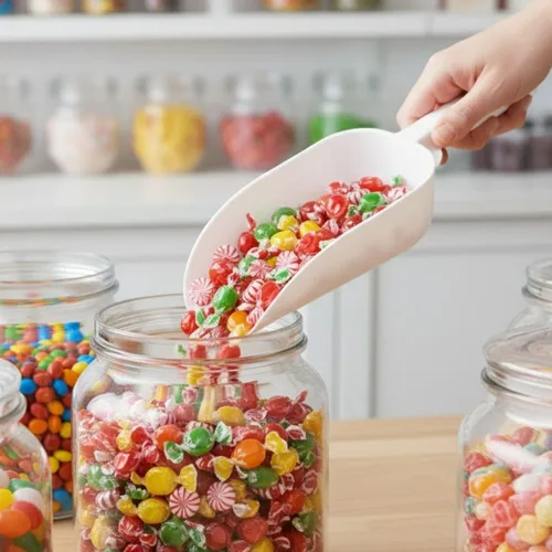 Vista 3 de Soro Essentials - Juego de 2 cucharas de plástico de polipropileno de 64 onzas para hielo, color blanco, apto para lavavajillas, para bodas, bar