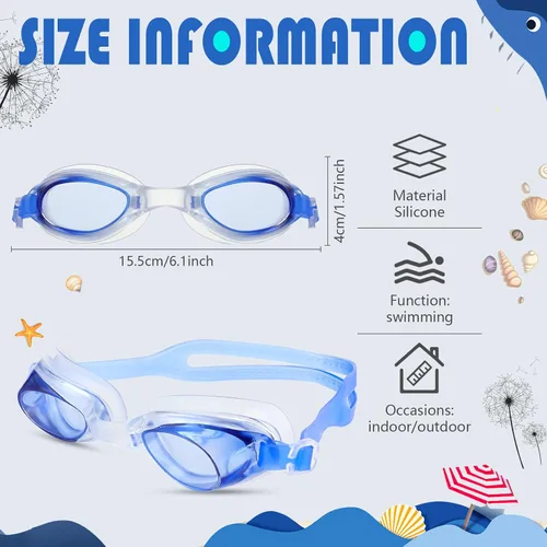 Vista 2 de Paquete de 20 pares de gafas de natación unisex para niños de 4 a 14 años, antiniebla, sin fugas, paquete de 20 pares