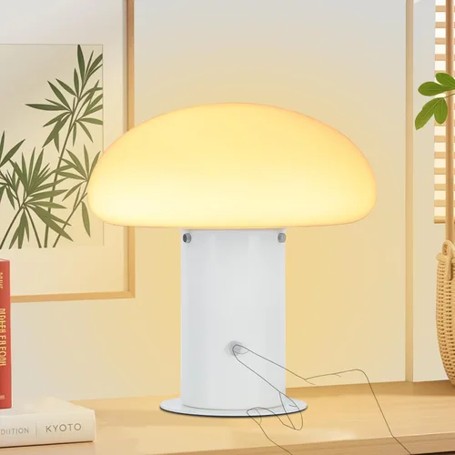 Vista 2 de Lámpara de hongo con interruptor de control táctil, lámpara de mesita de noche regulable de 3 vías para dormitorio y sala de estar, bombilla LED