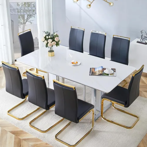Vista 21 de Juego de mesa de comedor Marle blanca de 63 pulgadas para 4