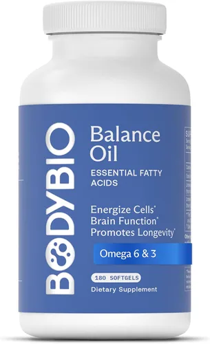 Vista 8 de BodyBio Aceite de equilibrio - Suplemento vegano Omega 3 6 - Aceite de cártamo y linaza prensado en frío - Apoya la función cerebral, la piel