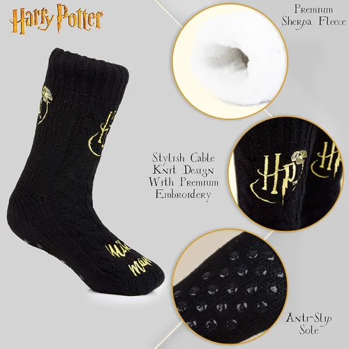 Vista 4 de Harry Potter Slipper Socks, Women Knitted Fluffy Socks, Xmas Stocking Fillers