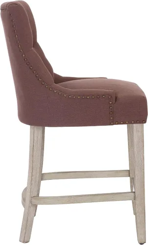 Vista 5 de WestinTrends Hayes Hayes - Taburete de bar tapizado de madera de 24 pulgadas con respaldo copetudo (juego de 3), color marrón