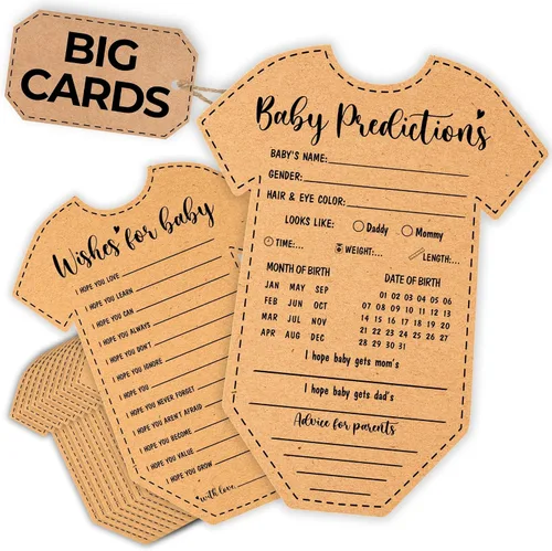 Vista 7 de WOODAMORE Tarjetas de Predicción para Bebé para Decoraciones de Baby Shower - Tarjetas Rústicas de Predicciones de Bebé y Consejos, Tarjetas