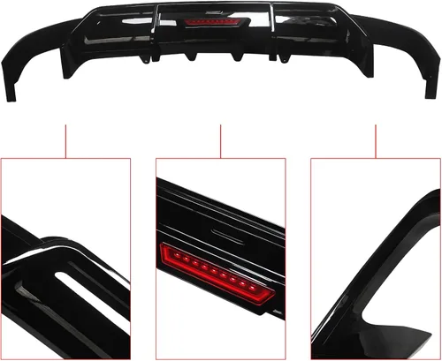 Vista 2 de NINTE Difusor trasero con luz de freno LED para Toyota Camry SE XSE Sedan solo 2018-2024 ABS negro brillante parachoques trasero labio