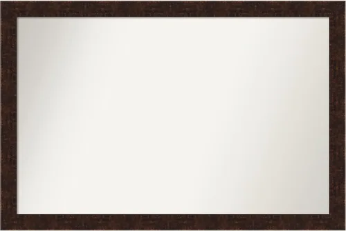 Vista 163 de Amanti Art Espejo de baño de bronce para sobre fregadero, 24 x 24 pulgadas, espejo de tocador cuadrado estrecho de bronce Manhattan, marco de madera