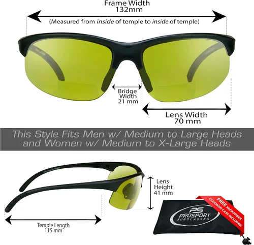 Vista 2 de proSPORT BIFOCAL - Lectores de lentes de sol tintados para hombres y mujeres, alta definición, amarillo ámbar, humo +1.50 +1.75 +2.00 +2.25 +2.50