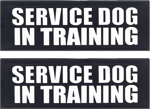 Vista 8 de Parches extraíbles para perros de servicio, paquete de 2 parches para arnés de perro con respaldo de gancho, parches negros para chaleco para perros