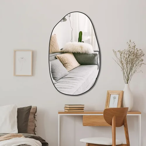 Vista 4 de Espejo asimétrico irregular montado en la pared, espejo de tocador único, espejo de tocador con forma decorativa para sala de estar, baño