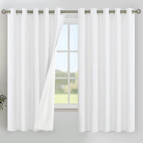 Vista 174 de YoungsTex - Cortinas 100% opacas para dormitorio, con aislamiento térmico y ojales, cortinas oscuras negras con capa pesada para ventana de sala