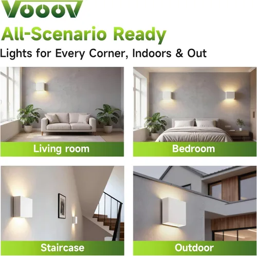 Vista 4 de Blanco arriba y abajo moderno de aluminio interior al aire libre LED