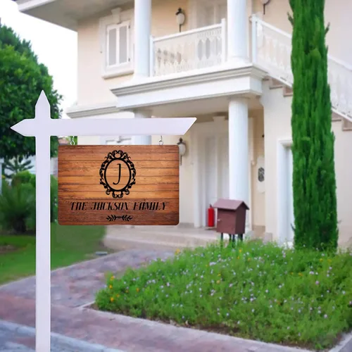 Vista 3 de Letreros personalizados personalizados con nombre de familia, círculo inicial para puerta delantera, nombre personalizado, arte de pared