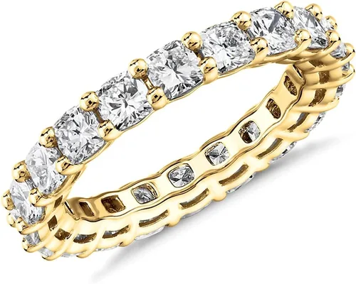 Vista 7 de PAVOI 14K Gold Plated Eternity Ring for Women - Square-Cut Cubic Zirconia Rings - Stackable Love Wedding Band