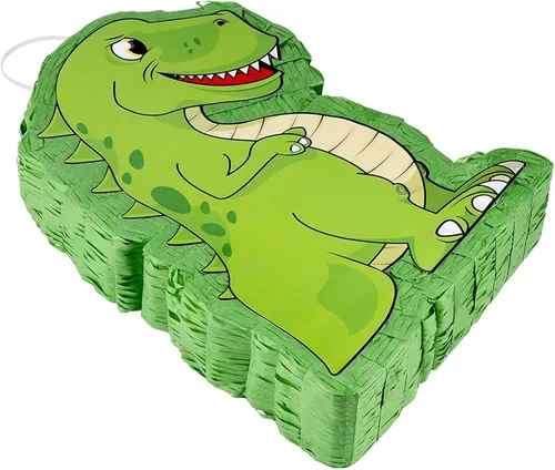 Vista 7 de Blue Panda - Piñata de pequeño T-Rex de 12 x 15.5 x 3 pulgadas; artículos para fiesta de cumpleaños con temática de dinosaurios.