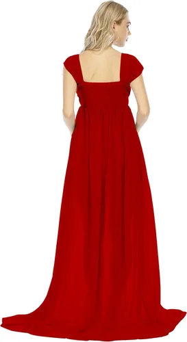 Vista 6 de Maternity Dress for Photography Off Shoulder Chiffon Gown Split Front Maxi Pregnancy Dresses for Photoshoot