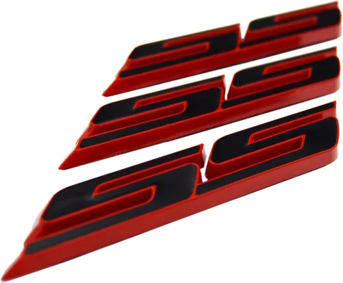 Vista 5 de Set de 3 unidades de placa pequeña con insignia SS autoadhesiva, con letras inclinadas, para Chevy IMPALA COBALT Camaro 2010 2011 2012 2013 2014