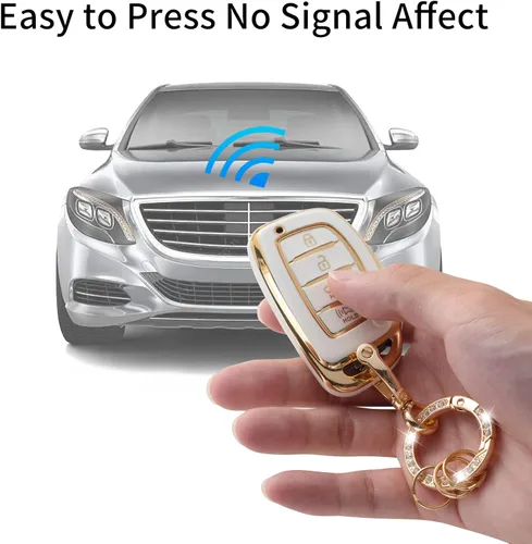 Vista 3 de Gematay Funda para llavero Hyundai con llavero, compatible con Elantra Ioniq Sonata Tucson Elantra GT Smart Key Fob, color negro